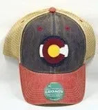 Aged Red and Blue Colorado Hat Round The Mountain Gift Shop