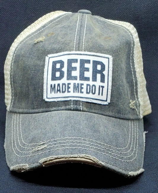 Beer Made Me Do It Snapback Female Trucker Style Hat Round The Mountain Gift Shop