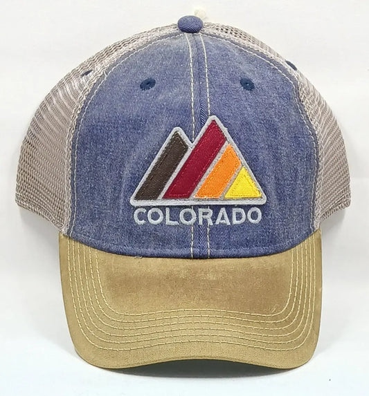Colorado Hat with Suede Bill and Colorful Mountains Round The Mountain Gift Shop
