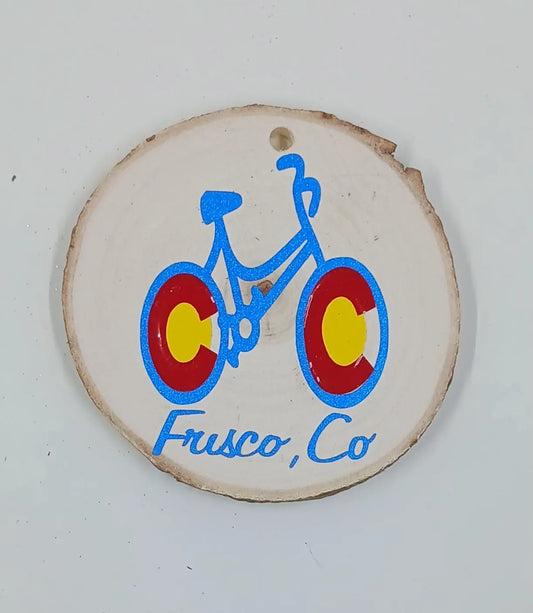 Handcrafted Wooden Colorado Bike Ornament Round The Mountain Gift Shop