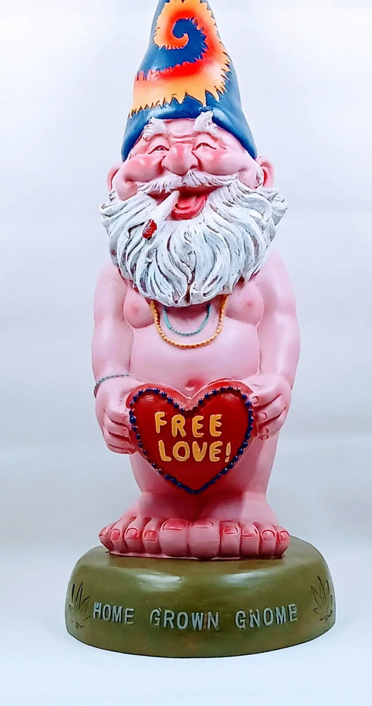 Naked Gnome Statue With Free Love Sign Round The Mountain Gift Shop