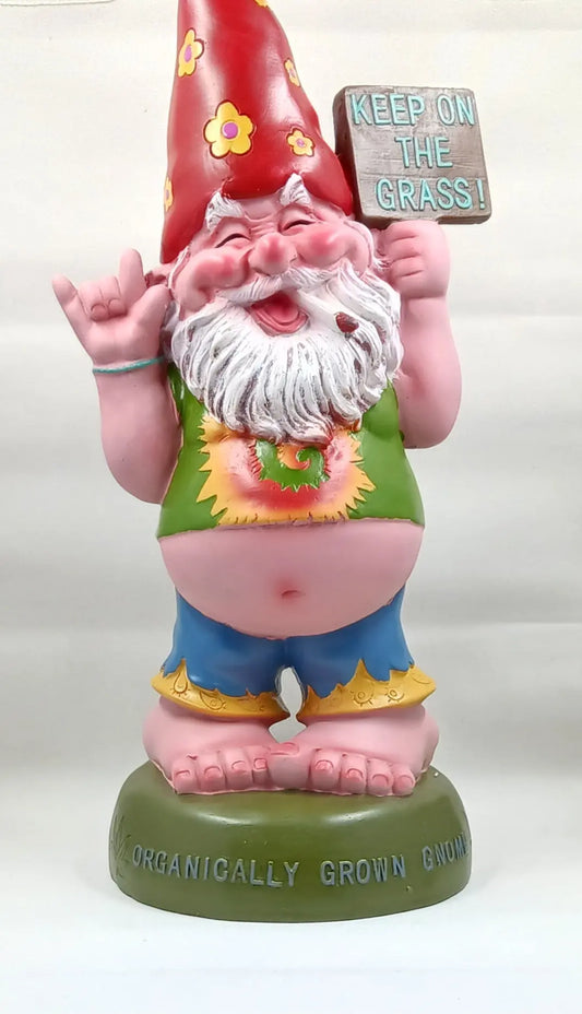 "Stay on the Grass" Gnome Statue Round The Mountain Gift Shop