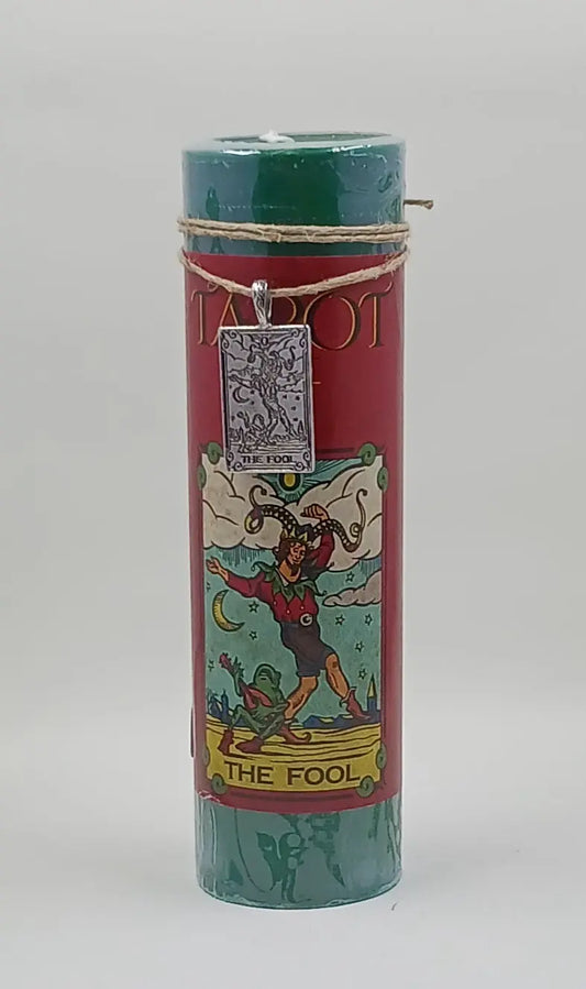 The Fool Tarot Card Candle and Pendant Necklace Round The Mountain Gift Shop