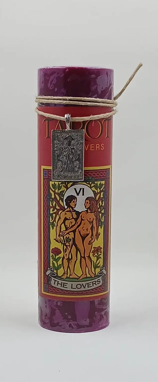 The Lovers Tarot Card Candle and Pendant Necklace Round The Mountain Gift Shop