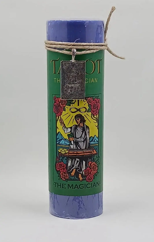 The Magician Tarot Card Candle and Pendant Necklace Round The Mountain Gift Shop