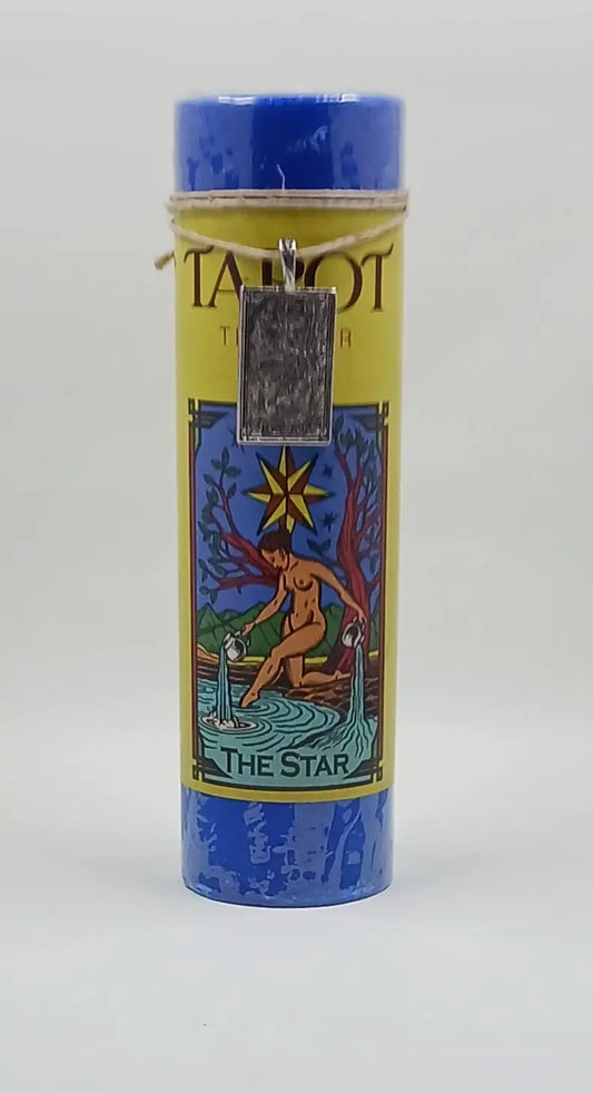 The Star Tarot Card Candle and Pendant Necklace Round The Mountain Gift Shop