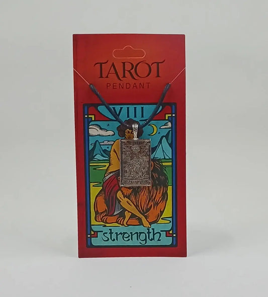 The Strength Tarot Card Pendant Necklace Round The Mountain Gift Shop