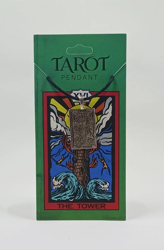 The Tower Tarot Card Pendant Necklace Round The Mountain Gift Shop