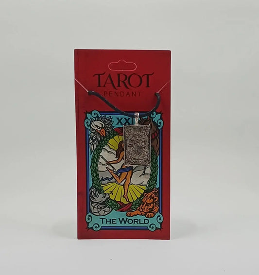 The World Tarot Card Pendant Necklace Round The Mountain Gift Shop